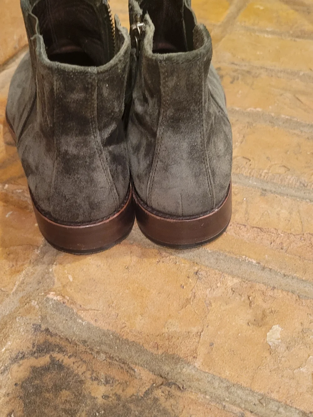 Johnston & Murphy Olive Green Suede Chelsea Booties